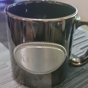 Black Personalized (KATHERINE)Mug with Silver Accent